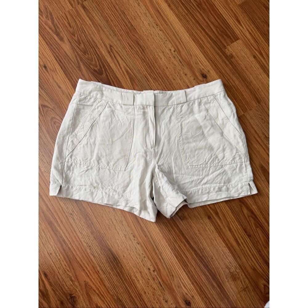 White House Black Market Women’s Linen Blend Chino Shorts White Size 10